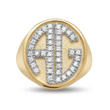 Picture of Diamond Initial Signet Ring 14K Gold - Style 31