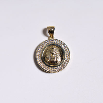 Picture of 1 1/4" CZ Pharaoh Medallion Pendant 10K Yellow Gold