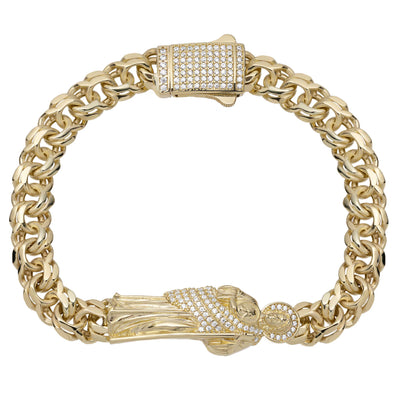 Picture of CZ St. Jude Rolo Link Chain Bracelet 10K Yellow Gold