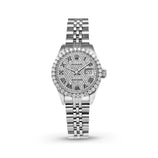 Picture of Women Rolex Datejust Diamond Bezel Watch 26mm Black Roman Silver Dial | 2.20ct