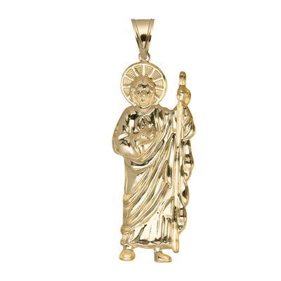 Picture of 3 1/4" Diamond-Cut St. Jude Pendant 10K Yellow Gold