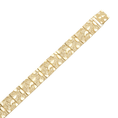 Picture of Nugget Textured Rectangle Edge Link Bracelet 10K Yellow Gold - Solid