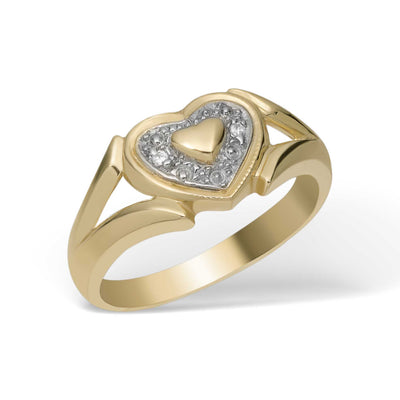 Picture of Women's Two-Tone Heart Ring 10K Yellow Gold