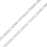 Picture of Figaro Link Chain Necklace 14K White Gold - Solid