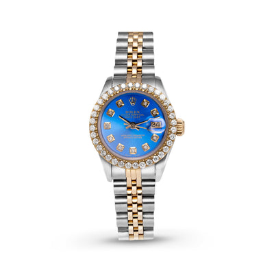 Picture of Women Rolex Datejust Diamond Bezel Watch 26mm Blue Dial | 1.25ct