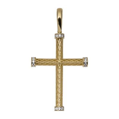 Picture of CZ Cross Tube Pendant 10K Yellow Gold