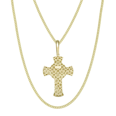 Picture of Face of Jesus Cross Two Tone Pendant & Chain Necklace Set 10K Yellow White Gold