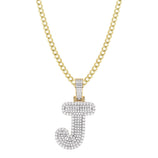 Picture of Women's Diamond "J" Initial Letter Necklace 0.39ct Solid 10K Yellow Gold