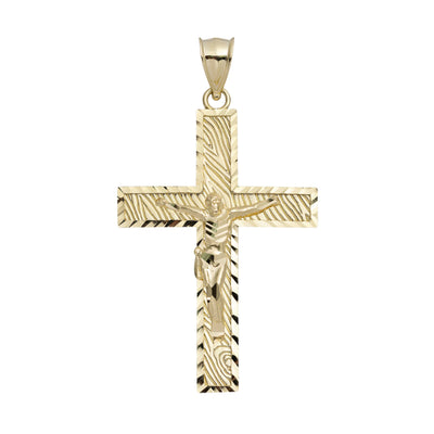 Picture of Diamond-Cut Jesus Crucifix Cross Pendant 10K Yellow Gold