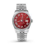 Picture of Rolex Datejust Diamond Bezel Watch 36mm Red Roman Numeral Dial | 1.25ct