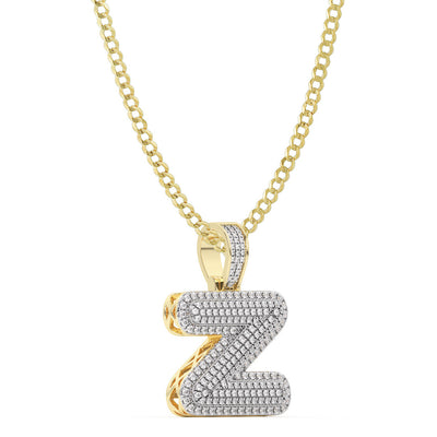 Picture of Diamond "Z" Initial Letter Necklace 0.44ct Solid 10K Yellow Gold