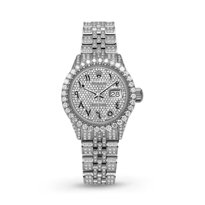 Picture of Women Rolex Datejust Diamond Bezel Watch 26mm Black Arabic Dial | 7ct