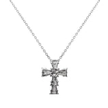 Picture of 1/2" Cross Baguette & Round 0.45ct Diamond Pendant Necklace 14K White Gold