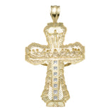 Picture of 4 1/4" Last Super Textured Jesus Cross Nugget Pendant 10K Yellow Gold