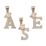 Picture of CZ Crown Initial Letter Pendant 10K Yellow Gold