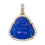 Picture of 1 3/4" Blue Jade Buddha Diamond Framed Pendant 2.45ct 14K Yellow Gold