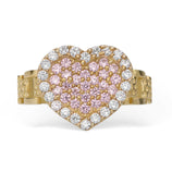 Picture of Women's CZ Pink Heart Ring 10K Yellow Gold