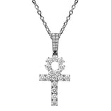 Picture of 1 1/4" Ankh Cross Round-Cut 1.28ct Diamond Pendant Necklace 14K Gold