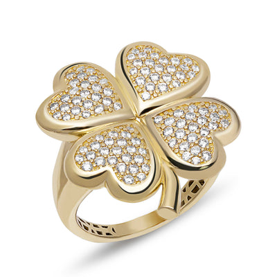 Picture of CZ Clover Ring 10K Yellow Gold