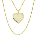 Picture of 1 3/4" Heart Medallion Picture Frame Memory CZ Pendant & Chain Necklace Set 10K Yellow Gold