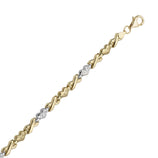 Picture of 5mm Hearts & Kisses Diamond Cut Stampato Bracelet 10K Yellow White Gold