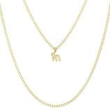 Picture of 3/4" Diamond Cut Bulldog Pendant & Chain Necklace Set 10K Solid Yellow Gold