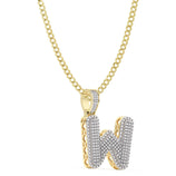 Picture of Women's Diamond "W" Initial Letter Necklace 0.42ct Solid 10K Yellow Gold