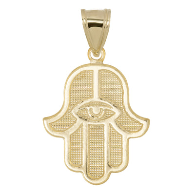 Picture of 1 1/2" Diamond-Cut Hamsa Pendant Solid 10K Yellow Gold