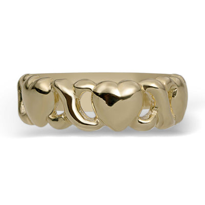 Picture of Hearts and Kisses Band Ring Solid 10K Yellow Gold