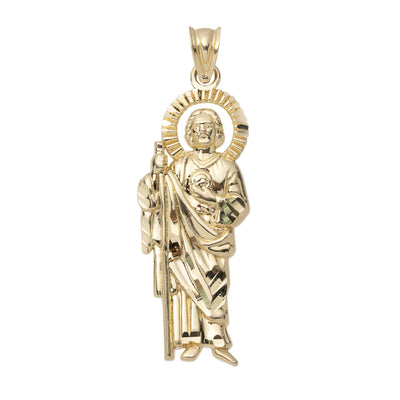 Picture of 1 1/2" Diamond-Cut Saint Jude Pendant 10K Yellow Gold