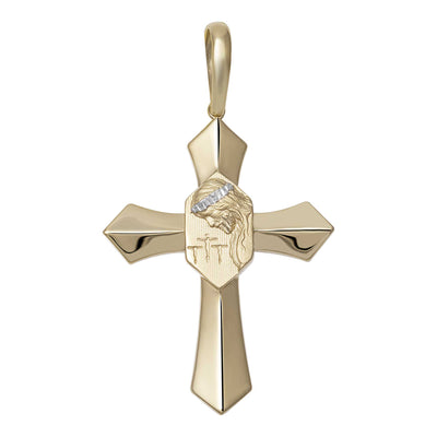 Picture of 2" Face of Jesus Cross Pendant 10K Yellow Gold