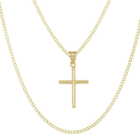 Picture of 2 1/4" Diamond-Cut Cross Pendant & Chain Necklace Set 14K Yellow White Gold