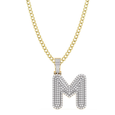 Picture of Diamond "M" Initial Letter Necklace 0.49ct Solid 10K Yellow Gold