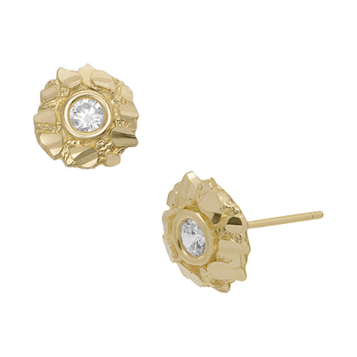 Picture of Women's Bezel CZ Nugget Stud Earrings 10K Yellow Gold