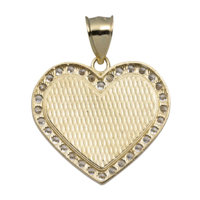 Picture of 1 3/8" CZ Frame Heart Medallion Pendant 10K Yellow Gold