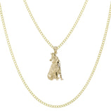 Picture of 1 3/8" Diamond Cut Wolf Pendant & Chain Necklace Set 10K Yellow Gold