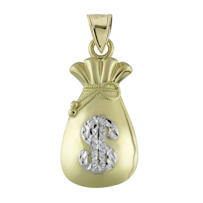 Picture of Diamond-Cut Money Bag Luck Pendant 10K Yellow Gold