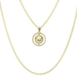 Picture of 1" World CZ Pendant & Chain Necklace Set 10K Yellow Gold