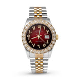 Picture of Rolex Datejust Diamond Bezel Watch 36mm Burgundy Red Arabic Dial | 2.25ct