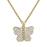 Picture of 3/4" CZ Butterfly Pendant Necklace 10K Yellow Gold