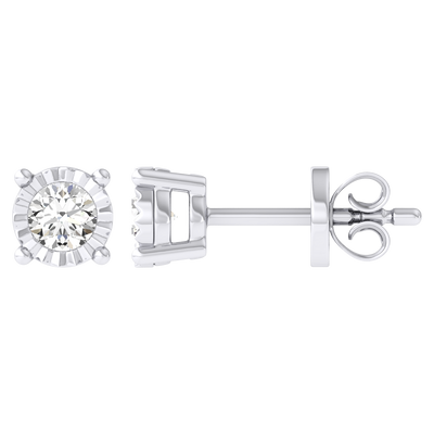 Picture of Women's Miracle Plate Solitaire Diamond Stud Earrings 14K Gold