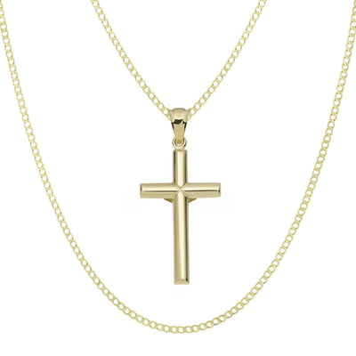 Picture of 1 3/4" Jesus Cross Crucifix Pendant & Chain Necklace Set 14K Yellow White Gold