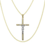 Picture of 2 1/4" Jesus Cross Crucifix Pendant & Chain Necklace Set 14K Yellow White Gold