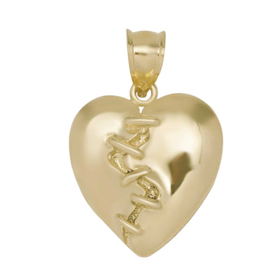 Picture of 1 1/4" Stitched Heart Pendant Solid 10K Yellow Gold