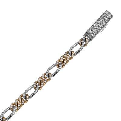 Picture of Diamond Figaro Link 1.70ctw Bracelet 10K Yellow White Gold