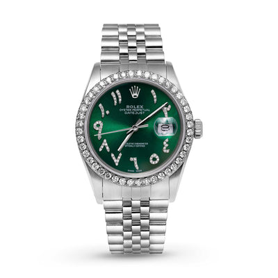 Picture of Rolex Datejust Diamond Bezel Watch 36mm Green Arabic Numeral Dial | 1.25ct