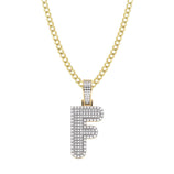 Picture of Women's Diamond "F" Initial Letter Necklace 0.31ct Solid 10K Yellow Gold