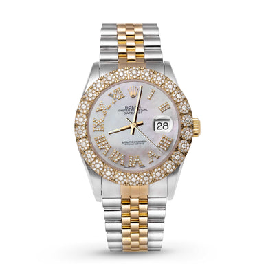 Picture of Rolex Datejust Diamond Bezel Watch 36mm Mother of Pearl Roman Dial | 2.25ct