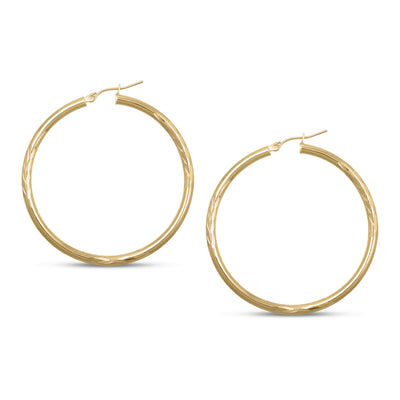 Picture of Diamond Cut Hoop Earrings 10K & 14K Yellow Gold