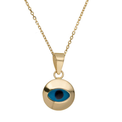 Picture of Shiny Cutout Evil Eye Pendant Necklace 14K Yellow Gold